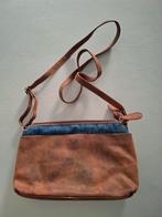 Leren tas met jeans detail, Ophalen of Verzenden, Nieuw, Bruin, Schoudertasje