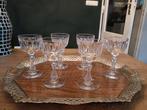 Kristal likeur glazen met dienblad, Antiek en Kunst, Antiek | Glas en Kristal, Ophalen of Verzenden