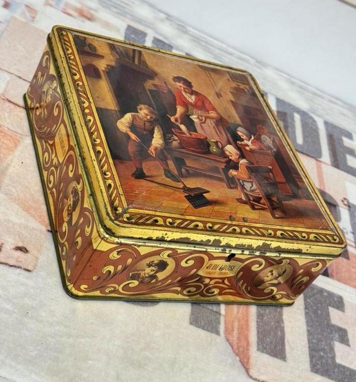 Oud Antiek Blik Demaret Chocola De Loose 1950 met slot, Verzamelen, Blikken, Gebruikt, Ophalen of Verzenden