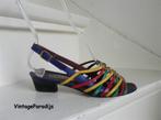 2531 VINTAGE Bally slingback pumps sandals multicolour 37, Ophalen of Verzenden, Zo goed als nieuw, Pumps, Overige kleuren