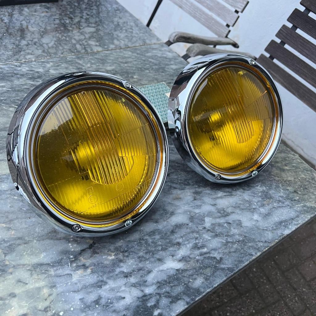 VW Kever Hella gele koplampenset 1968 -> type 3 t181, Ophalen of Verzenden, Gebruikt