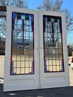 Set schuif en-suite deuren met glas in lood 203.5/206.5x82, Antiek en Kunst, Ophalen