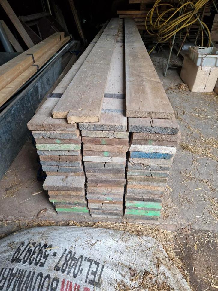 Partij Steigerplanken - Gebruikt, Doe-het-zelf en Verbouw, Hout en Planken, Gebruikt, Plank, Steigerhout, 300 cm of meer, Ophalen