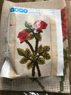 Vintage Gogo Smyrna / knoop pakket roos / bloemen wandkleed, Ophalen of Verzenden, Zo goed als nieuw, Breien of Haken, Overige typen