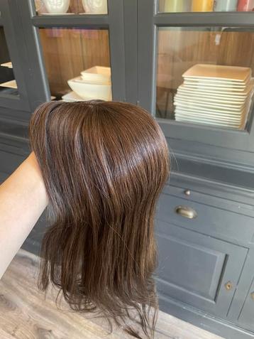 Haar topper 100% human virgin hair bruin pruik beschikbaar voor biedingen