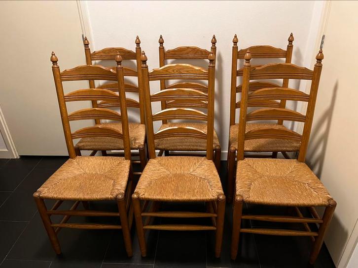 Eiken Oud Hollandse Knopstoelen, 6 stuks, 25,00 per stuk, Antiek en Kunst, Antiek | Meubels | Stoelen en Banken, Ophalen