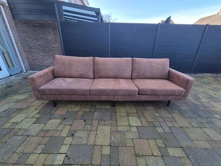 Bank Collin 4-zits cognac 280x84x75, Huis en Inrichting, Banken | Bankstellen, Zo goed als nieuw, Rechte bank, Vierpersoons of meer