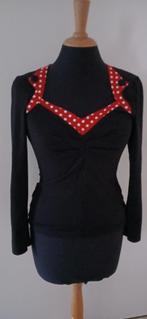 Tshirt, polkadot, miss candy floss, Zwart, Ophalen of Verzenden, Zo goed als nieuw, Lange mouw