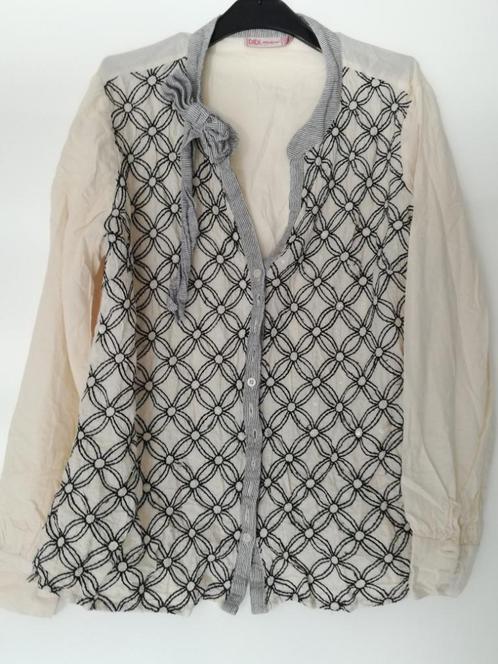 blouse,merk,Didi,creme,klassiek,elegant,print,maat L (40/42), Kleding | Dames, Blouses en Tunieken, Zo goed als nieuw, Maat 38/40 (M)