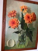 Prachtig groot bloemen schilderij groen 85x64 cm - Landheer, Ophalen of Verzenden
