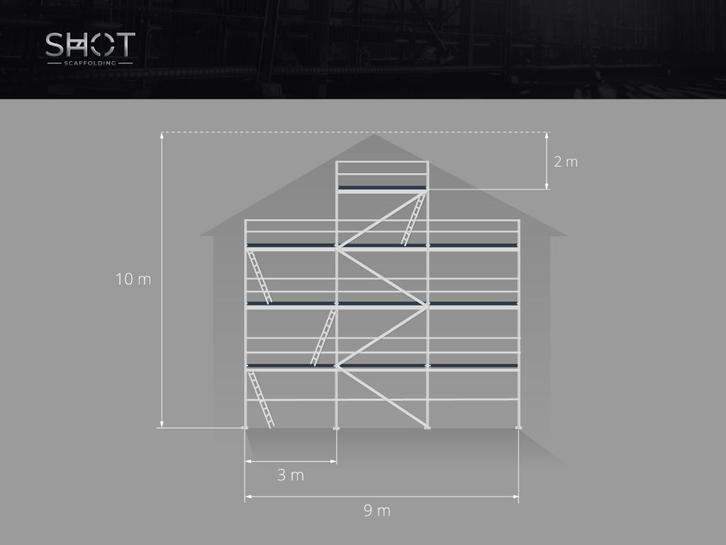 Gevelsteiger Baumann | 95 m² | Gevelmuur, Doe-het-zelf en Verbouw, Steigers, Nieuw, Gevelsteiger, 5 meter of hoger, Ophalen