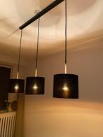 Hanglamp 3 lichts zwart/goud, Huis en Inrichting, Lampen | Hanglampen, Ophalen of Verzenden, Zo goed als nieuw, Stof, Minder dan 50 cm