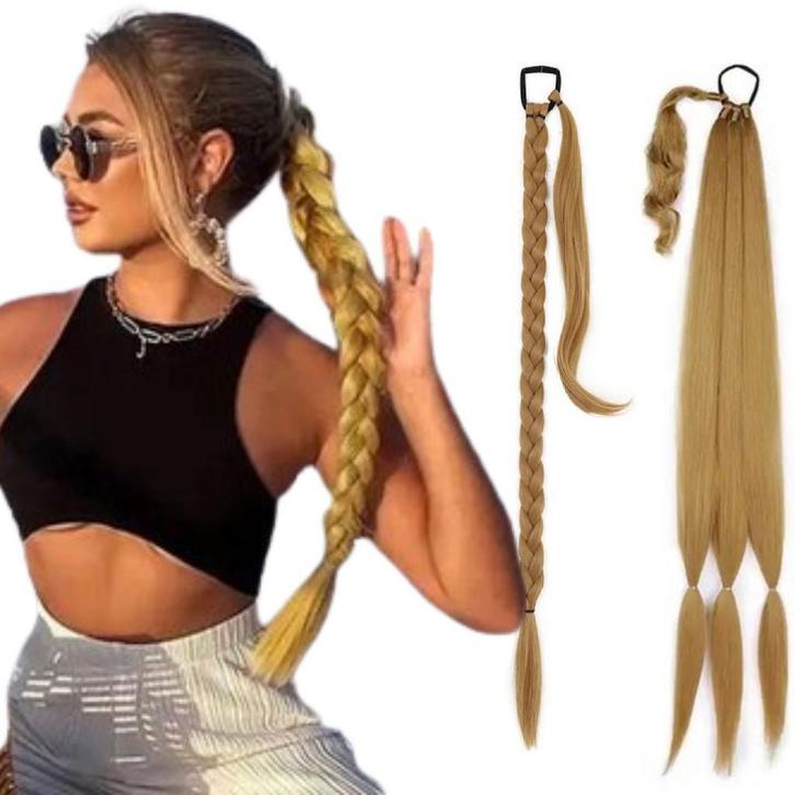 BRAIDED PONYTAIL EXTENSIONS - DONKERBLOND #27 - 80 CM, Sieraden, Tassen en Uiterlijk, Uiterlijk | Haarverzorging, Nieuw, Ophalen of Verzenden