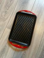 Le Creuset Grillpan - Gietijzer - Rood, Huis en Inrichting, Keuken | Potten en Pannen, Gebruikt, Ophalen of Verzenden, Koekenpan of Braadpan