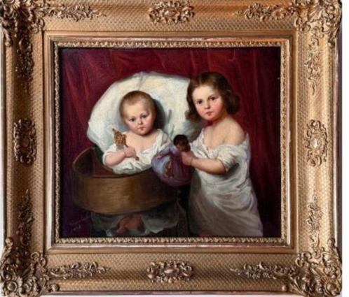 ==DUITS==William Kemlein 1818-1900 ==twee kinderen==, Antiek en Kunst, Kunst | Schilderijen | Klassiek, Ophalen
