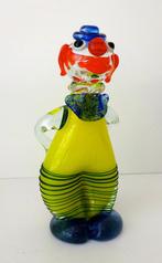 Glazen beeldje clown gele jas en blauwe hoed Murano 3797-g, Antiek en Kunst, Ophalen of Verzenden