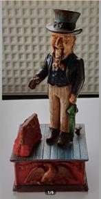 Oude Gietijzeren Uncle Sam Spaarpot - Werkend!, Ophalen of Verzenden