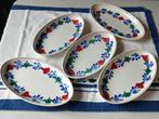 Vijf Boerenbont ovaalvormige schaaltjes, Ophalen of Verzenden, Aardewerk, Boerenbont, Schaal of Schalen