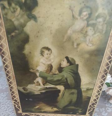 Brocante religieus blik beschikbaar voor biedingen