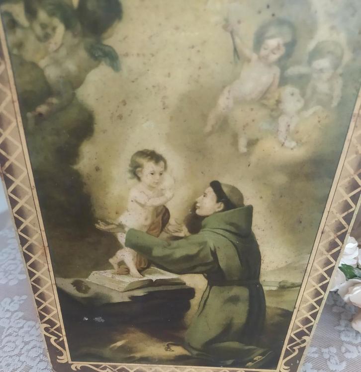 Brocante religieus blik, Antiek en Kunst, Curiosa en Brocante, Ophalen of Verzenden