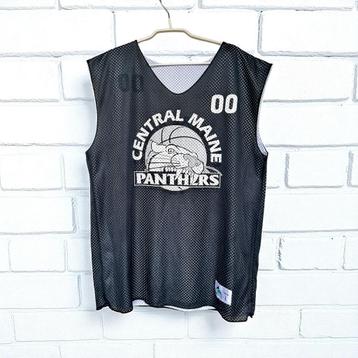 Vintage BasketbalJersey Mt L ZwartWit Central Maine Panthers beschikbaar voor biedingen