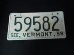 Kentekenplaat licenseplate See Vermont 1958 USA, Verzenden, Gebruikt, Auto's