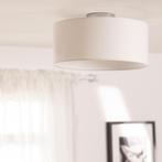 Plafondlamp wit modern 'Zenka' stoffen kap groot 3x E27 fitt, Stof, Ophalen of Verzenden