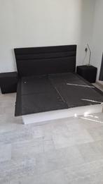 WATERBED ONDERBOUW MET GROTE LADES EN ACHTERWAND+NACHTKASTJE, Ophalen, Tweepersoons, Zo goed als nieuw, Bedbodem