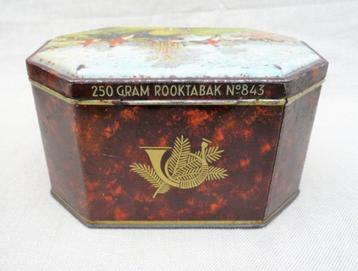 blik leeg! 250 gram rooktabak No 843 jacht tafereel 8hoekig. beschikbaar voor biedingen