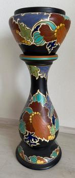 Ivora Holland piëdestal met cachepot, Gouda plateel, Antiek en Kunst, Antiek | Vazen, Ophalen