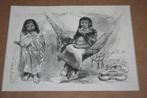 2 antieke gravures - Inwoners van Suriname - 1883 !!, Antiek en Kunst, Kunst | Etsen en Gravures, Ophalen of Verzenden