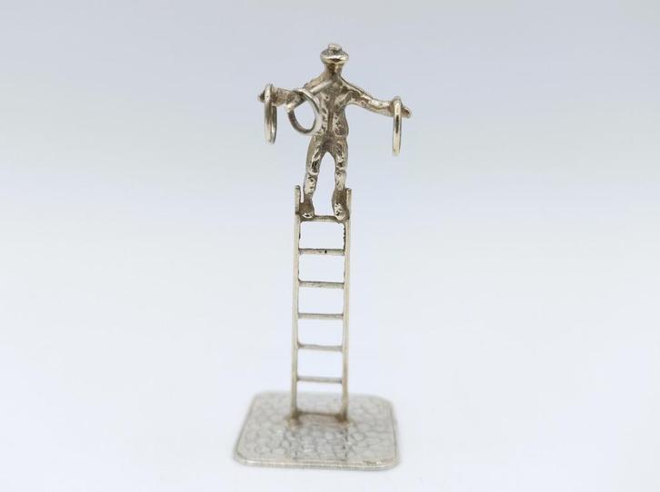 Zilveren miniatuur, ringenartiest, C.B. Bos, Zandvoort, Antiek en Kunst, Antiek | Goud en Zilver, Zilver, Verzenden