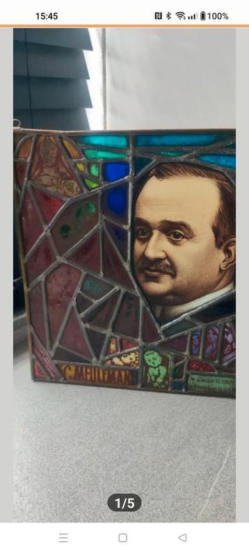 Art deco glas in lood hanger gebrandschilderd portret  beschikbaar voor biedingen