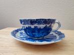 Mooie antieke blauw/witte kop en schotel van dun porselein, Antiek en Kunst, Antiek | Servies los, Verzenden