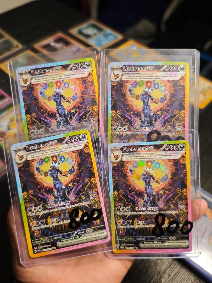 🔥 4x Umbreon ex 161 Prismatic Evolutions, Hobby en Vrije tijd, Verzamelkaartspellen | Pokémon, Zo goed als nieuw, Ophalen of Verzenden