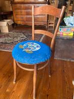 Vintage blauwe stoel met bloemmotief, Ophalen, Gebruikt, Blauw, Eén