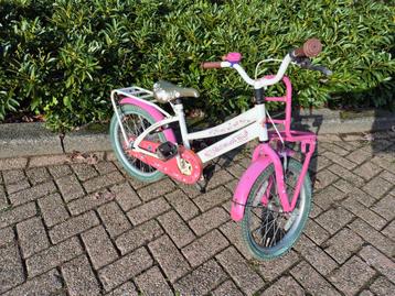 Volare liberty roze / witte Kinderfiets 18 inch + slot beschikbaar voor biedingen