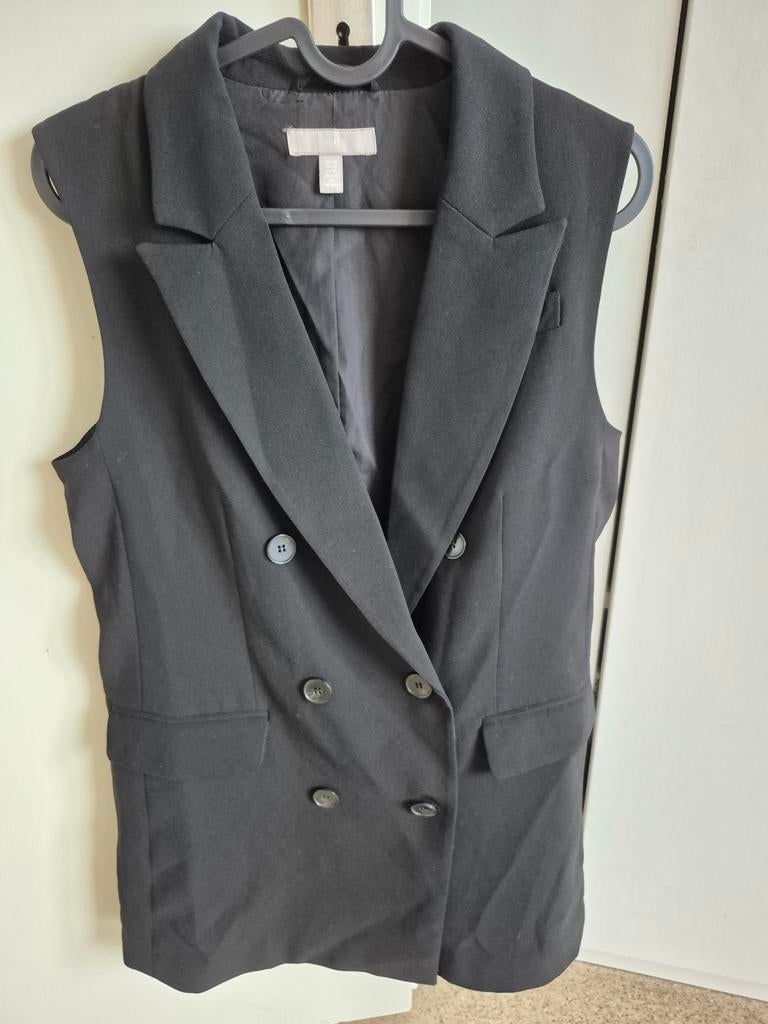Zwarte mouwloze blazer - Stijlvol en elegant, Kleding | Dames, Bodywarmers, Maat 38/40 (M), H&M, Zwart, Ophalen of Verzenden