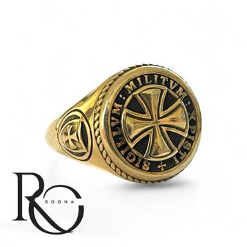 Tempeliers ring 925 zilver 18K Verguld – zegelring beschikbaar voor biedingen