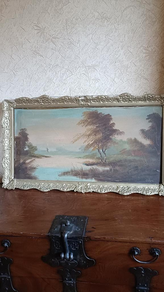 Landschapsschilderij H.D. Boer, Antiek en Kunst, Kunst | Schilderijen | Klassiek, Ophalen of Verzenden