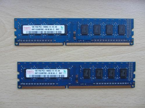 2x Hynix 1GB PC3-10600 DDR3-1333MHz non-ECC Unbuffered CL9 2, Computers en Software, RAM geheugen, Zo goed als nieuw, Desktop
