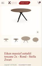 Eiken massief eettafel Kas20, Huis en Inrichting, Ophalen, Rond, 100 tot 150 cm