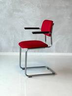 Gispen 1125 sledestoel vintage eetkamerstoel retro rood, Huis en Inrichting, Stoelen, Metaal, Gebruikt, NL, Vintage