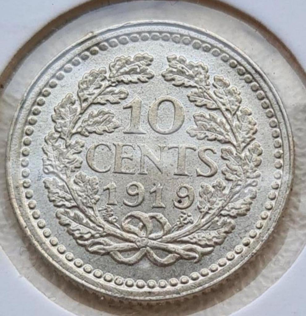mooie 10 cent 1919, Zilver, Ophalen of Verzenden, 10 cent, Koningin Wilhelmina
