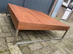 Salontafel walnoot fineer RVS 100x100x25cm, Huis en Inrichting, Tafels | Salontafels, Ophalen, Gebruikt, 50 tot 100 cm, Vierkant