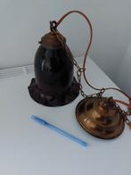 Emaille hanglamp bruin en wit van binnen., Antiek en Kunst, Antiek | Lampen, Ophalen of Verzenden