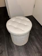 Witte Teddy Poef met Opbergruimte, Huis en Inrichting, Banken | Voetenbanken en Poefen, Ophalen, Minder dan 50 cm, Rond, Zo goed als nieuw