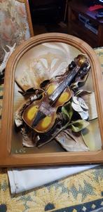 kunst schilderij gemaakt van leer en hout 57 x 40 cm, Antiek en Kunst, Verzenden