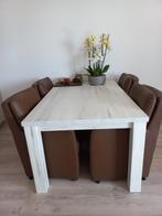 4x Corfu Kaiman Leder Eetstoelen Espresso, Huis en Inrichting, Bruin, Leer, Ophalen of Verzenden, Zo goed als nieuw