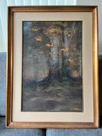 Jan Slager - Beukenbomen in het bos - Pastel, Antiek en Kunst, Ophalen